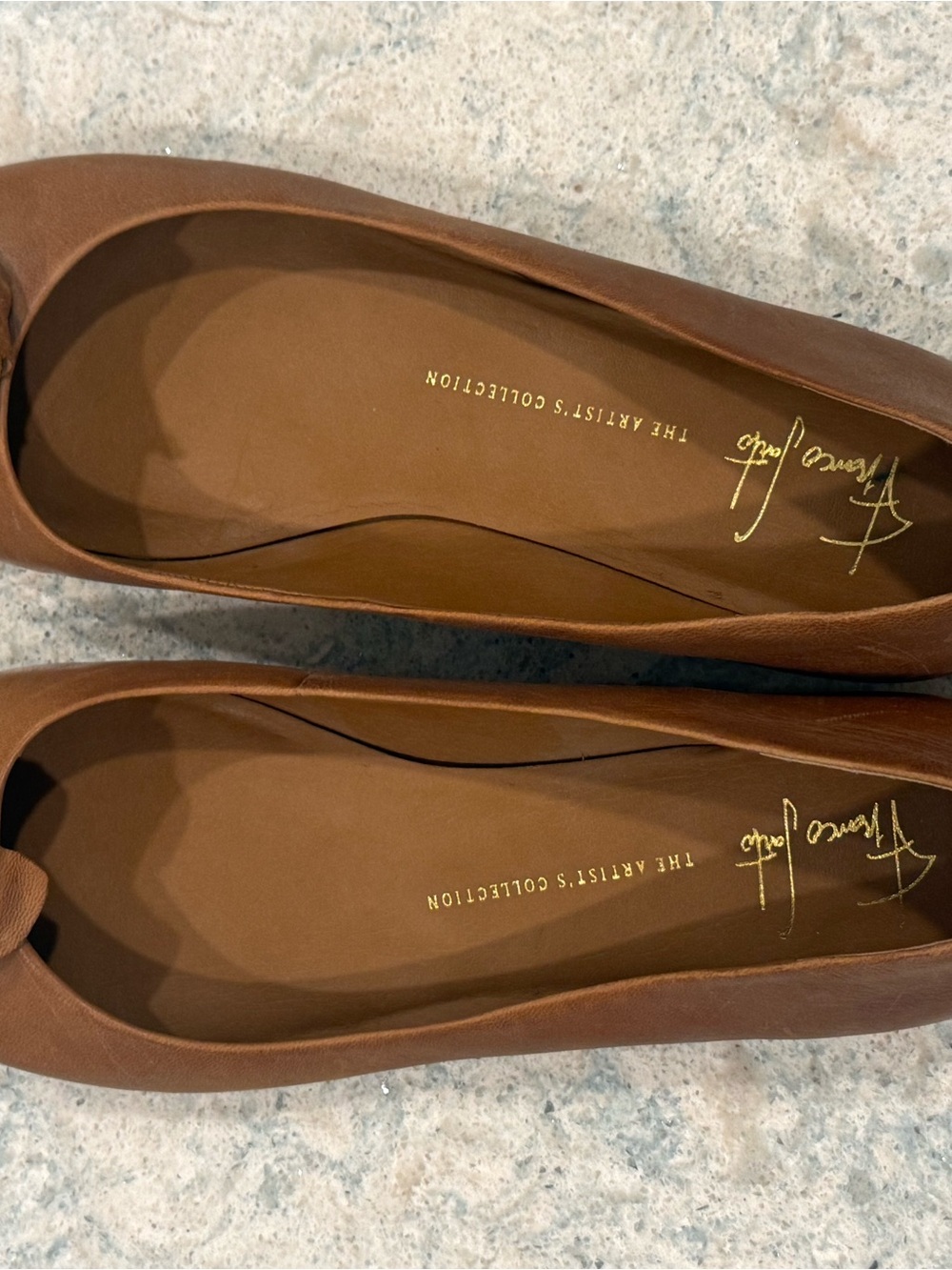Kensie Brown Leather Bow Ballet Flats